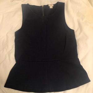 Navy Blue Knit Peplum Top